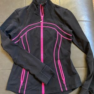 Lululemon Define jacket black with pink stitching Size 8